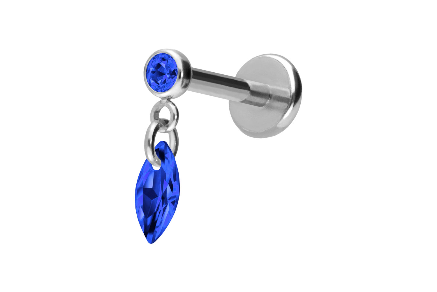 Titan Labret Piercing mit Push Fit KRISTALLOVAL